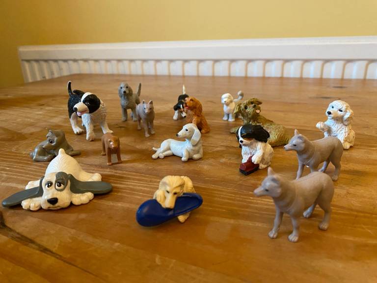 Farm animals, farmers and tractors and dogs toy figures