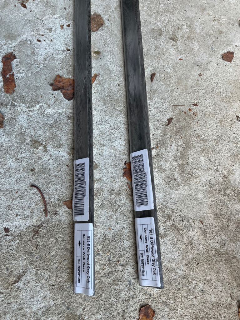 REDUCED Two Driftwood grey wood flooring quadrant scotia trim 