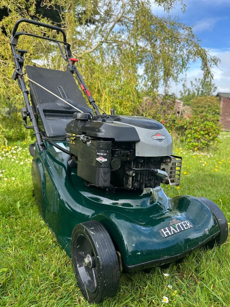 Hayter Harrier 41 petrol roller lawnmower key/pull start Briggs alloy deck Selfdrive mower serviced 