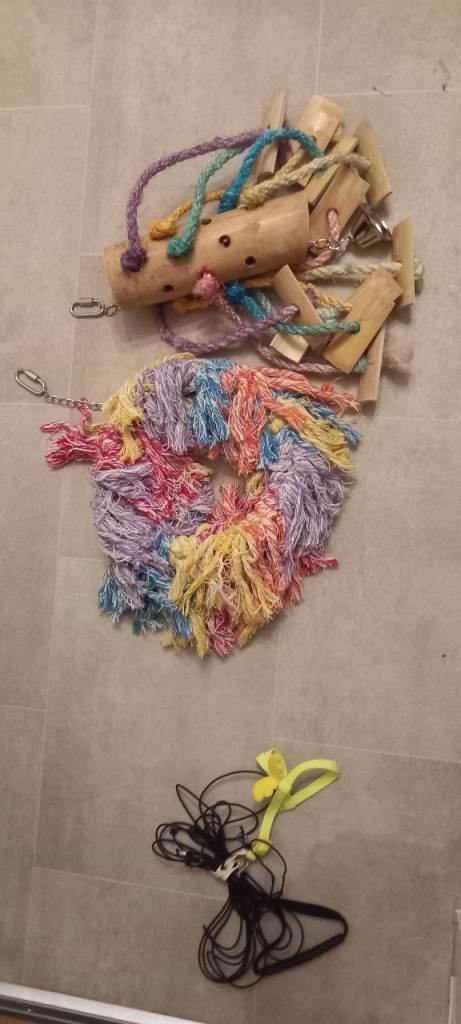 Cotton rainbow  ring toy for large birds