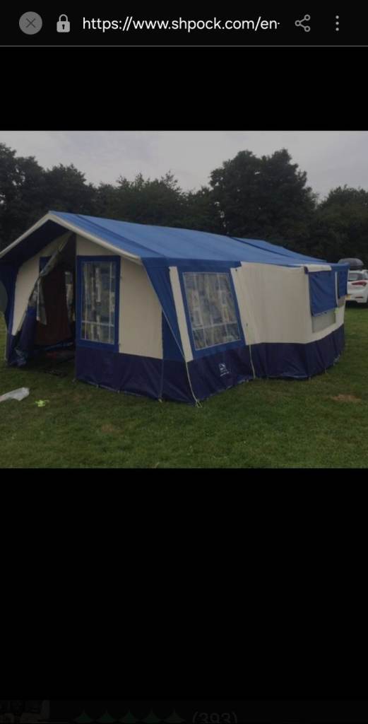 Conway trailer tent with awning