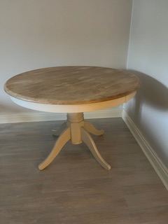 image for Round wooden table painted cream satinwood