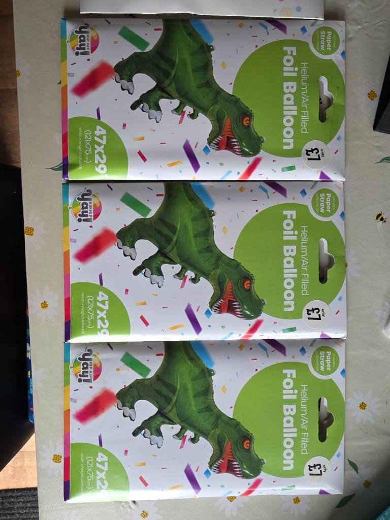 3 x Dinosaur Trex balloons