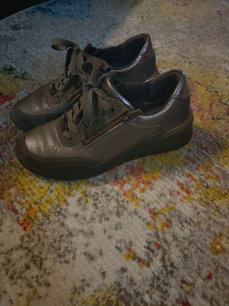 Ara hogh soft dark beige leather shoes