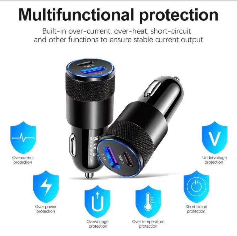USB-C and USB-A Car Charger – Brand New