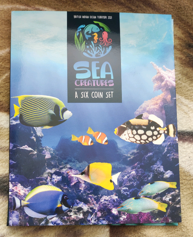  2021 Sea Creatures Album+50p Chagos Anemone coloured coin