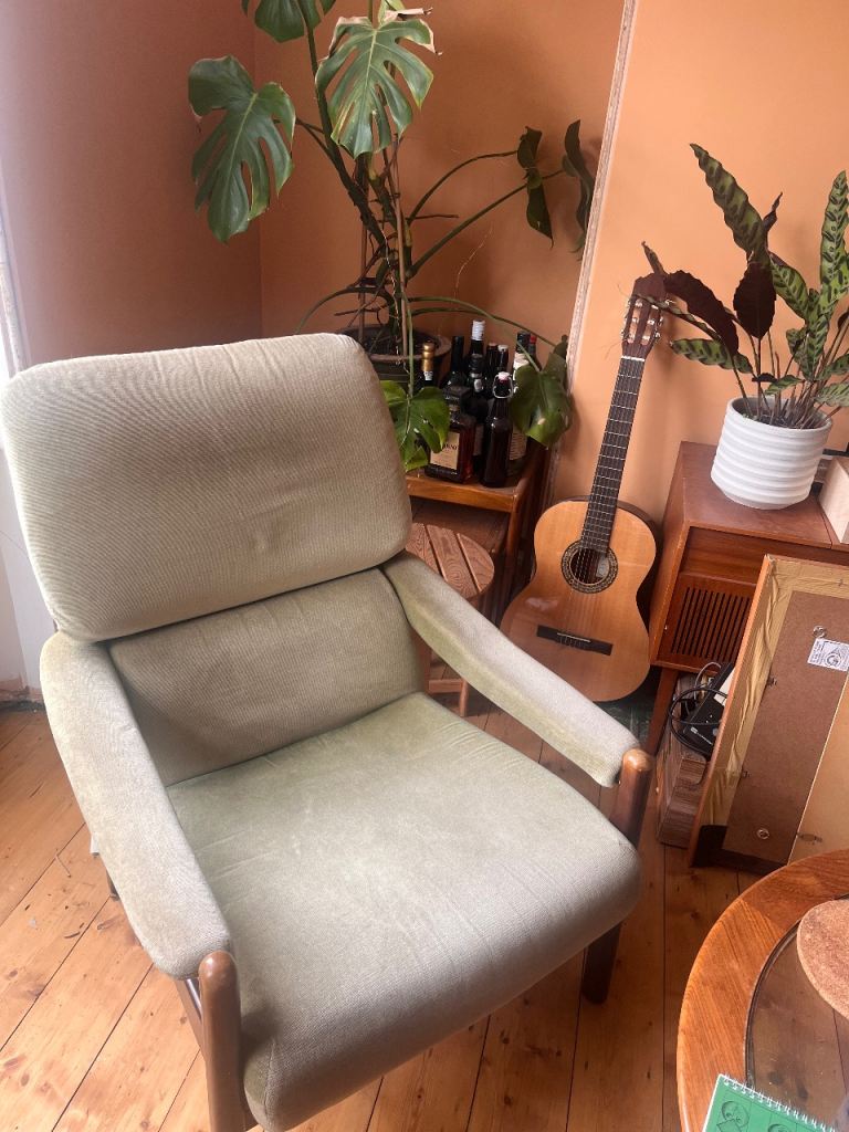 Two matching mid century arm chairs