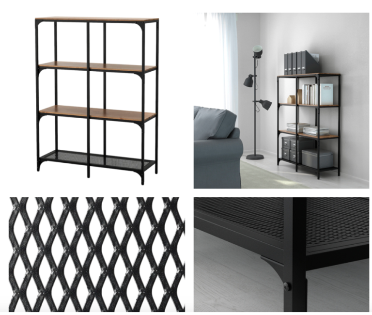 IKEA Black Metal and Wood Shelving Unit – Good Condition