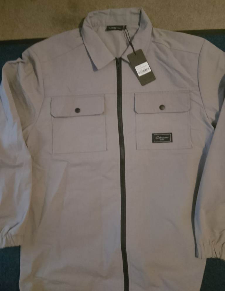 Closure London Mens Utility Overshirt Ice Grey  Size 2XL