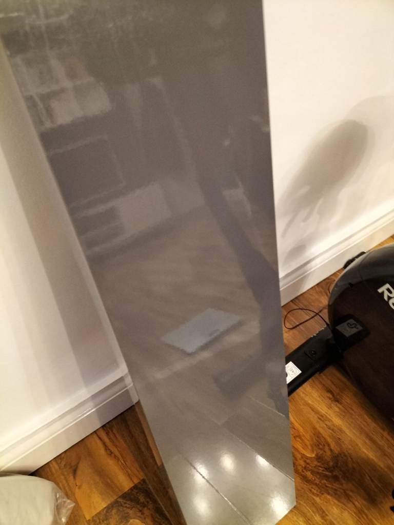 2 x High grey gloss floating shelves shelving shelf