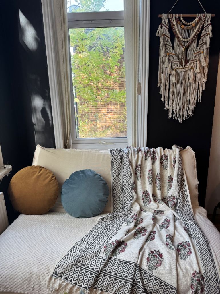 Handmade Jaipur Block Printed Cotton Throw Blanket – Boho Floral Design