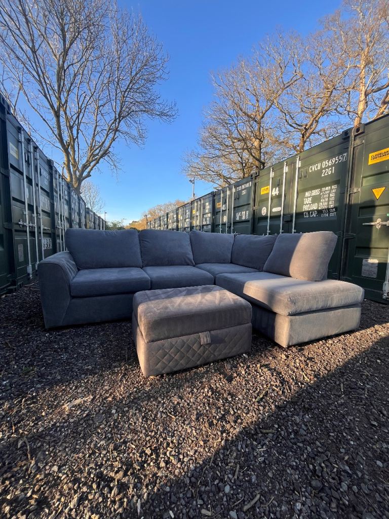 Grey DFS Orka L shape sofa and footstool -  DELIVERY AVAILABLE