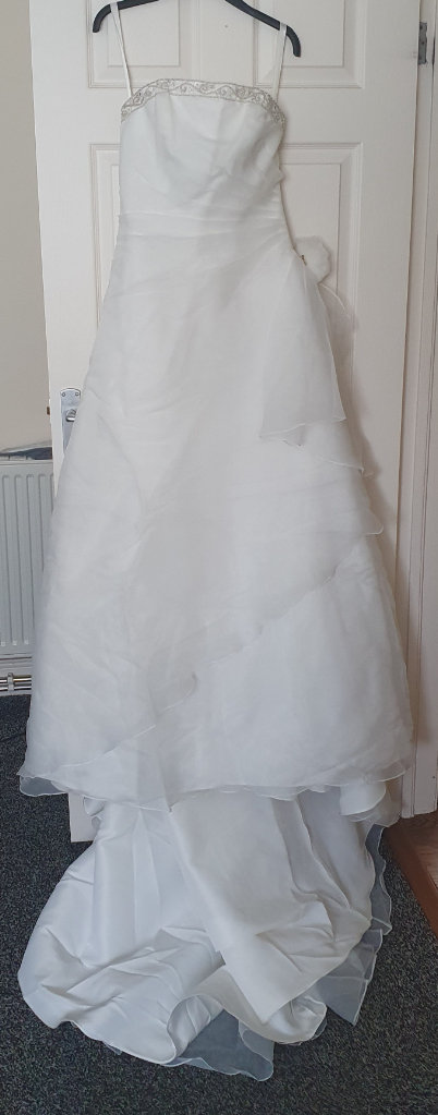 Stunning Size 12 Ivory Eternity Bride Wedding Dress Gown Organza over Satin