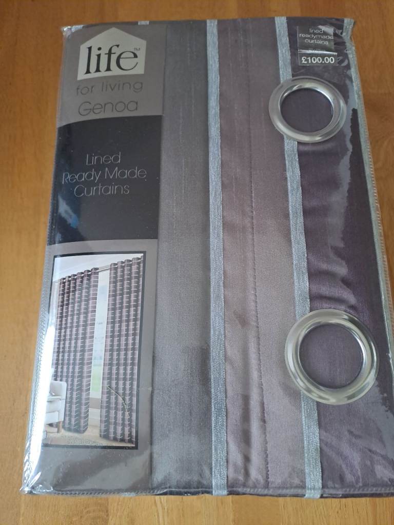 New Life for Living Genoa Lined Ready Made Curtains - Grey/Purple/Mauve 229cm x 229cm