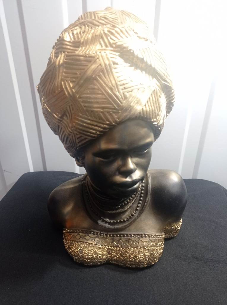 African Beauty Gold & Black Bust, New