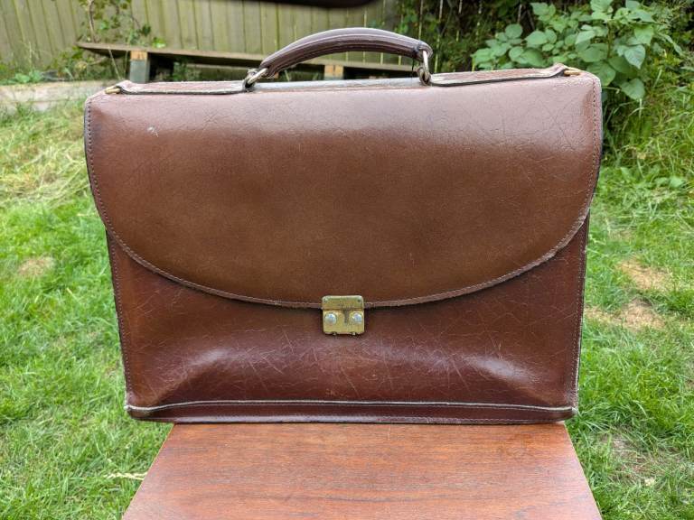 Vintage Brown Genuine Leather Briefcase Bag