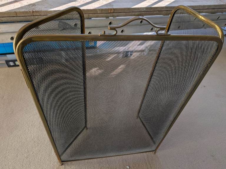 vintage art deco brass fire screen