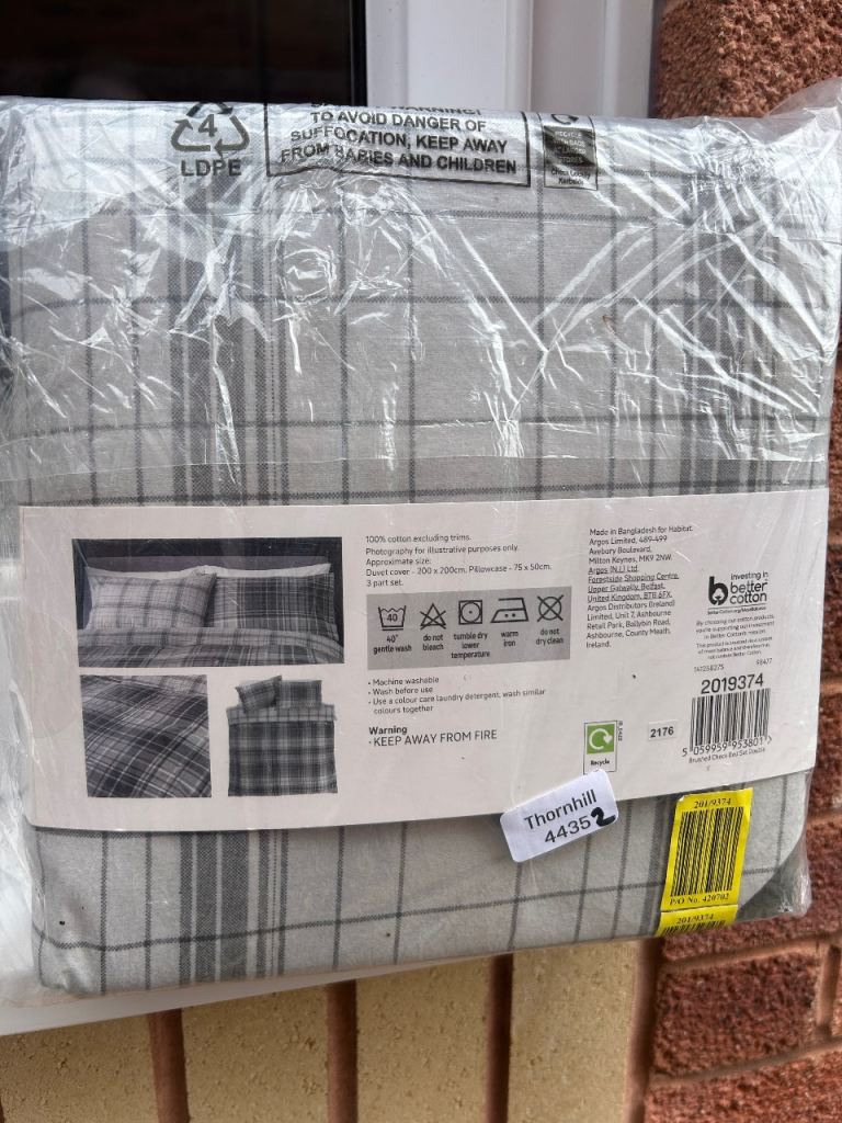 Habitat Double Check Bed Set – Brand New, Grey