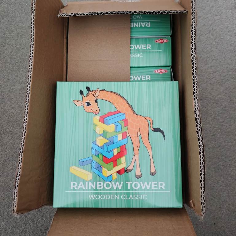 6 Rainbow Tower Wooden Classic Stacking Game - NEW