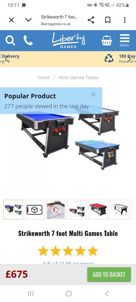 Strikeworth 7' multi games table
