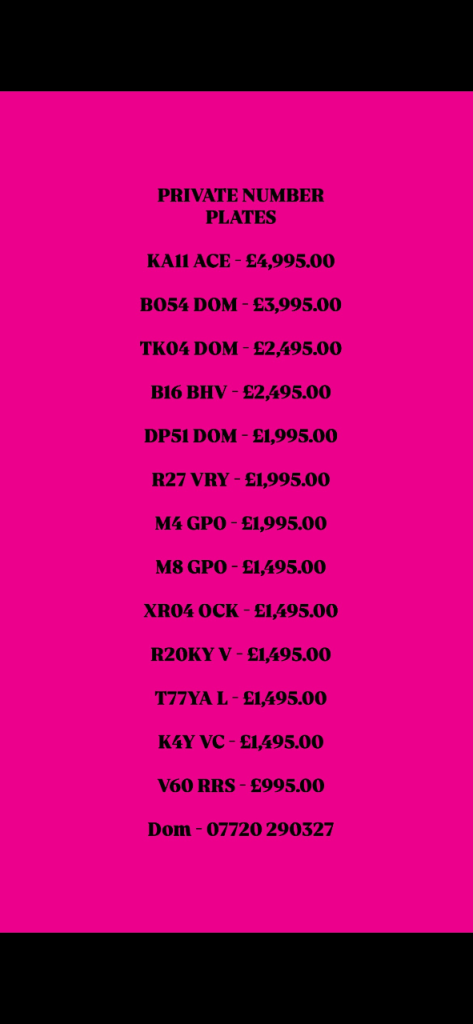 PRIVATE NUMBER PLATES