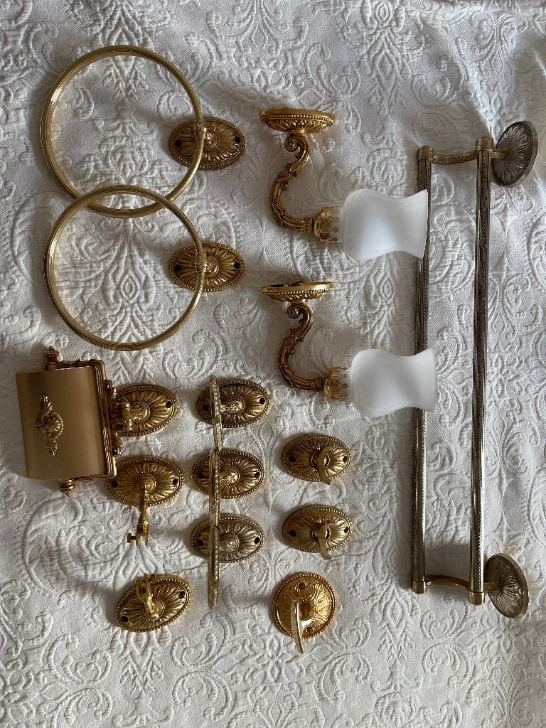 Beautiful set of French brass bathroom accessories 