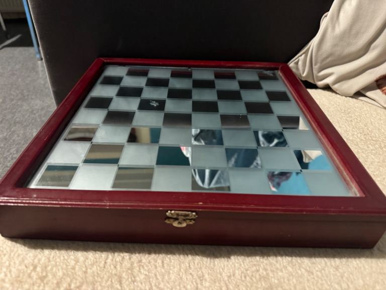 Rare & Beautiful Chessboard IN Wood and Piano IN Glass IN Mirror