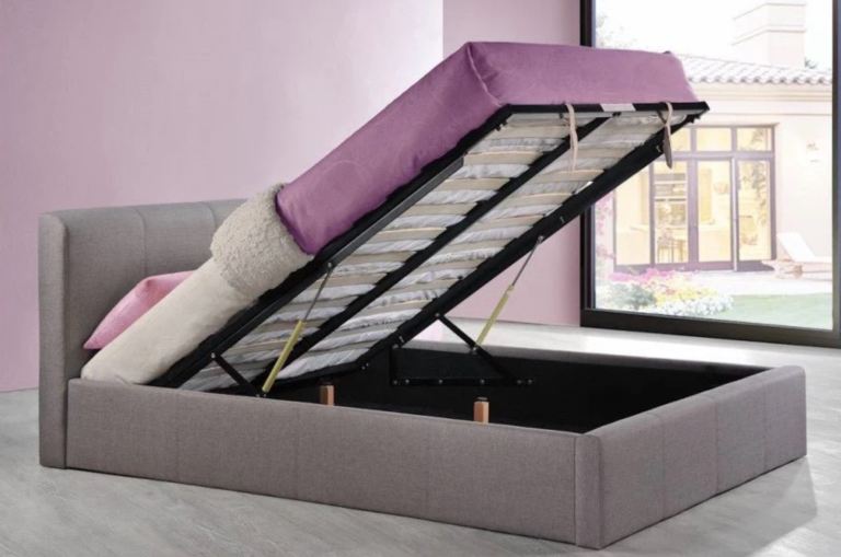 Selena Ottoman Gas Lift Storage Bed - 3FT Single, Grey