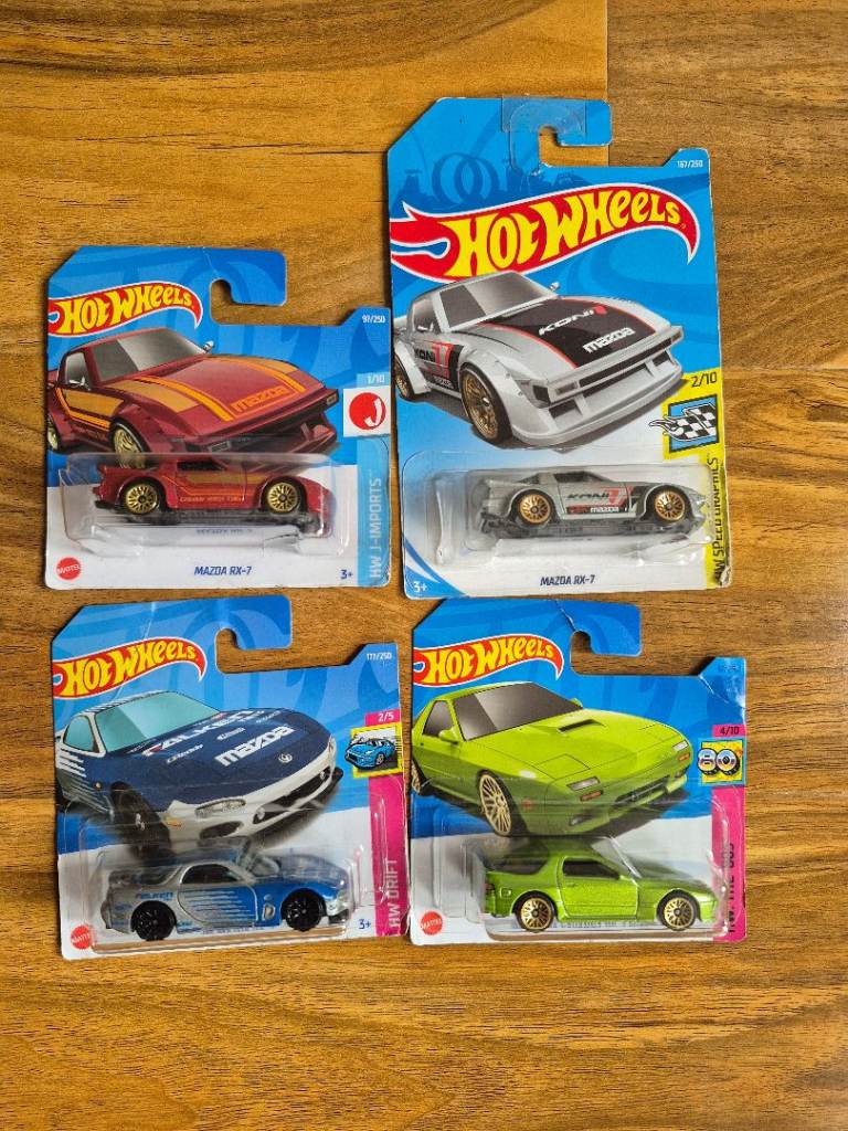 4 x Hotwheels Mazda RX-7 Cars