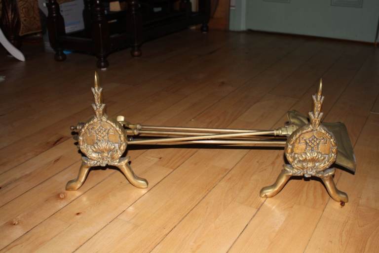 antique brass fire companion set