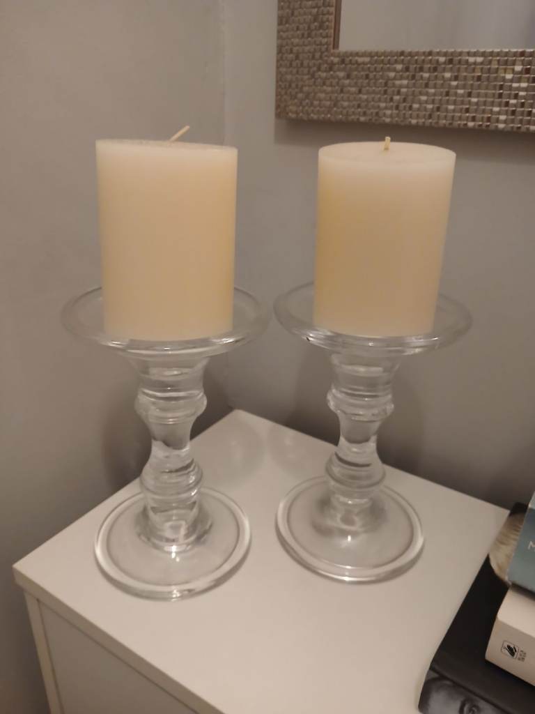 image for Glass candlesticks with candles