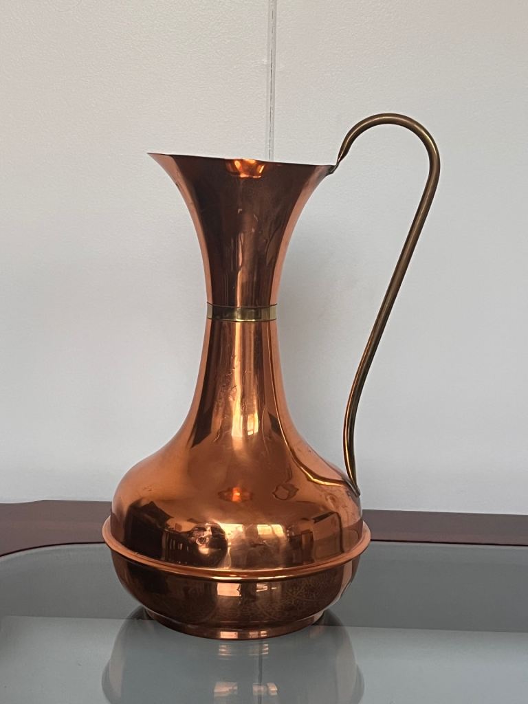Large Vintage 1970s French Copper Pitcher Jug Vase