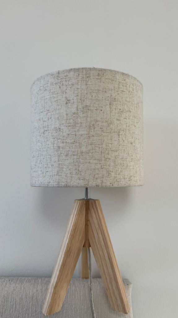 Pair of Wooden Tripod Table Lamps with Linen Shades (Set of 2)