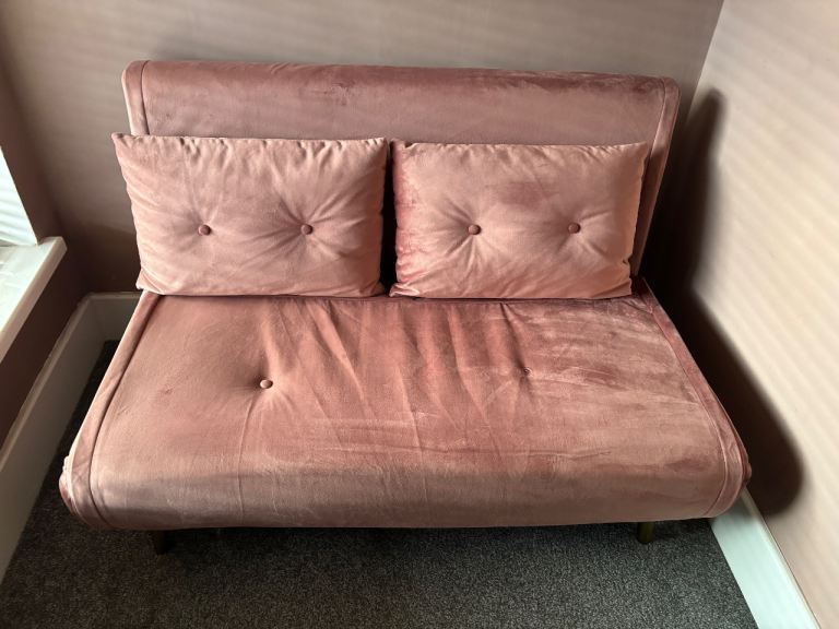 Madison Plush Velvet Upholstered Sofa Bed In Pink
