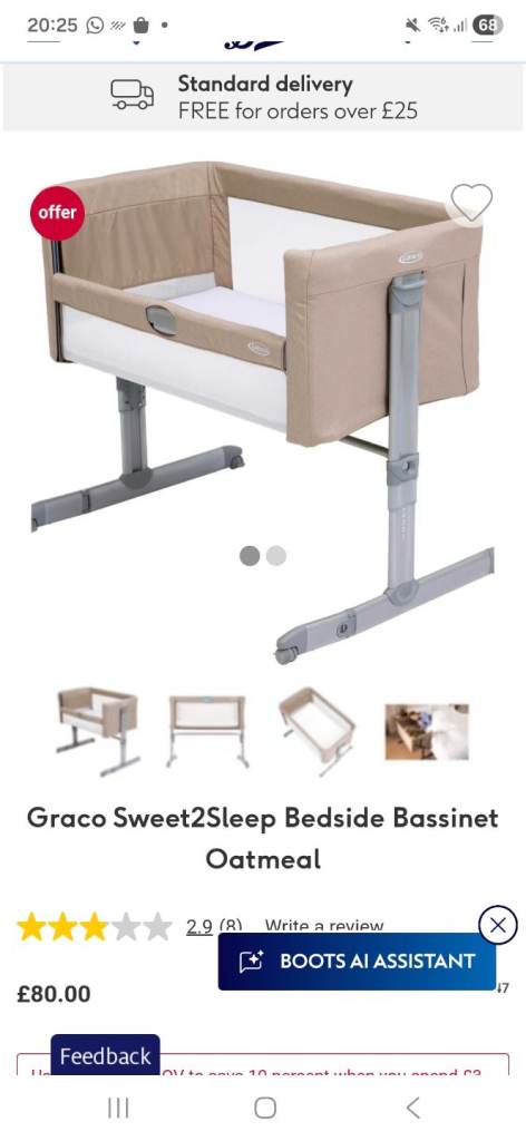 REDUCED Graco sweet to sleep cot