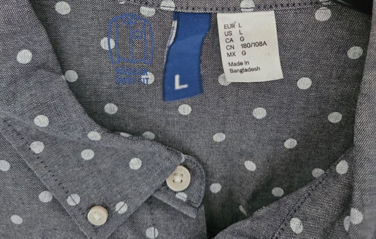 H&M Long-Sleeved Grey & Polka Dot Regular Fit Button-Up Shirt