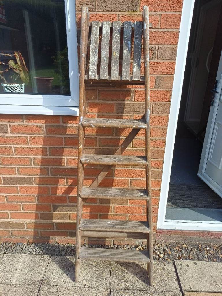 Vintage A frame wooden stepladder 