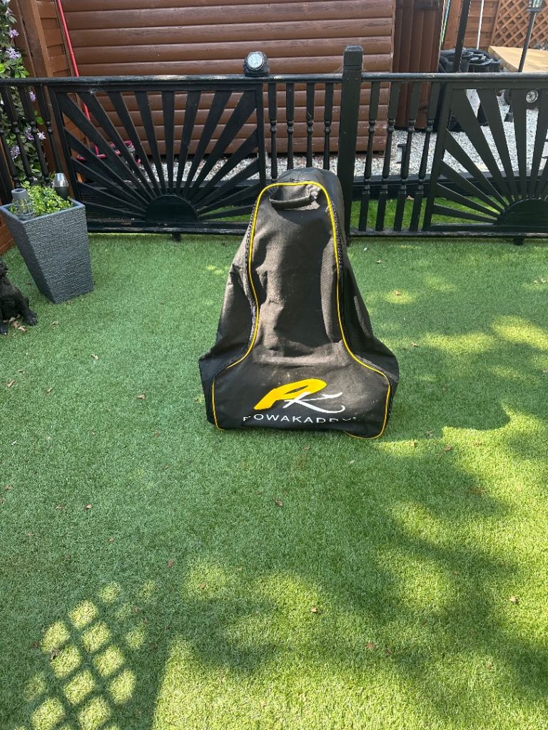 Powakaddy Golf Bag with Trolley – White & Blue, Good Condition
