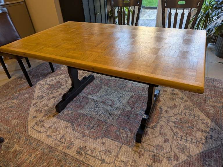 Vintage Yugoslavian/Slovenian solid oak dining table