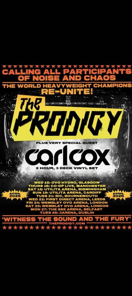 Prodigy/Carl Cox ticket Hydro Glasgow 