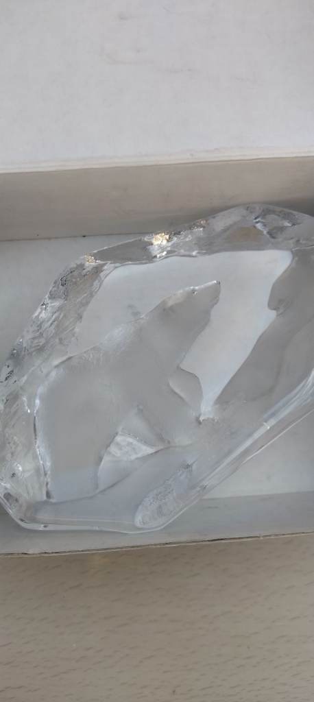 Lovely Clear Glass Polar Bear Figurine in Original Box