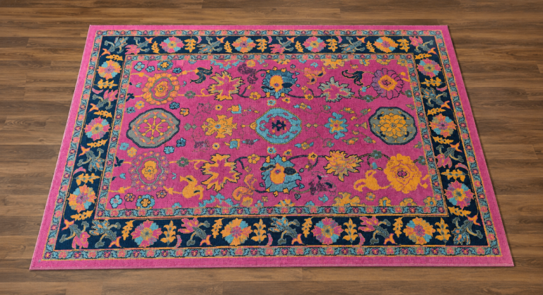 Large 155 x 228cm Bright Pink Floral Rug