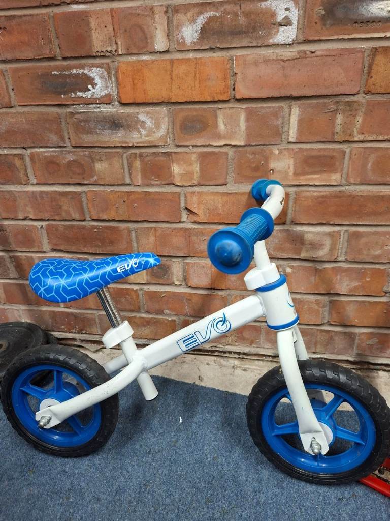 EVO Balance Bike - White and Blue, Good Condition
