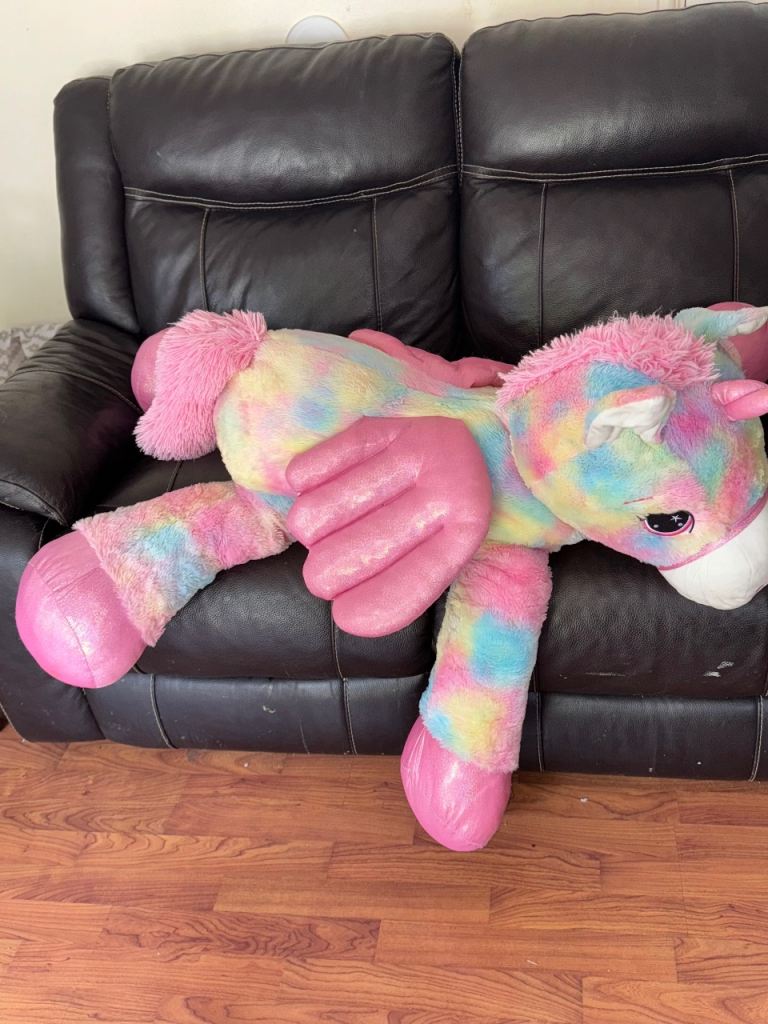 Large Rainbow Unicorn Plush Toy – Good Condition