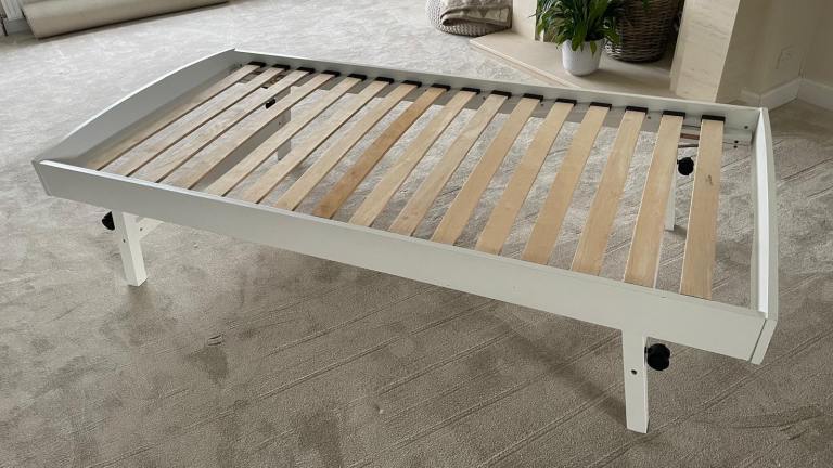 Single trundle underbed guest bed White