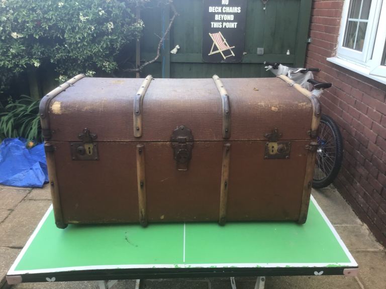 Vintage Steamer Trunk/Chest – Brown, Fair Condition