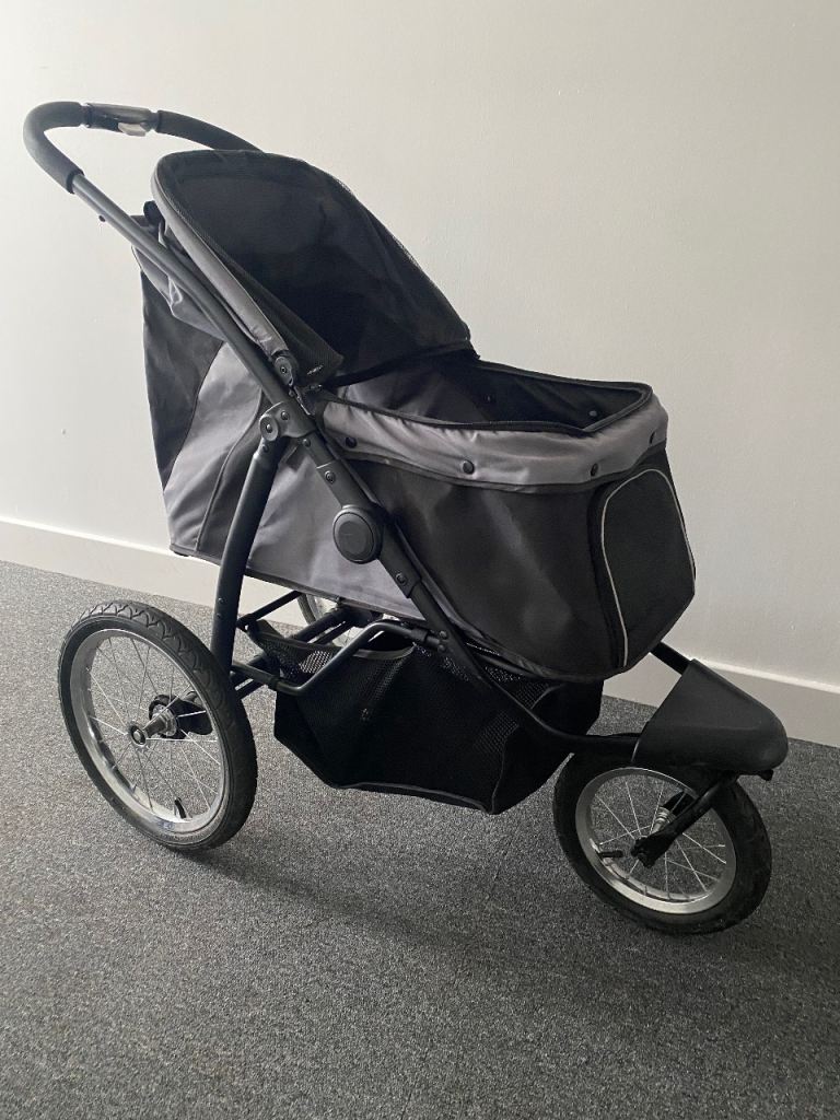 Easypet EasyFold Trail Dog Pet Stroller pram with Rubber bike tyre wheels Grey