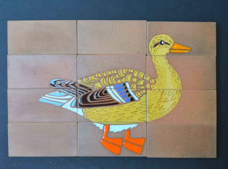 Terracotta Decorative Tile Set – Duck & Ducklings – 36 Tiles – Wall/Floor Feature