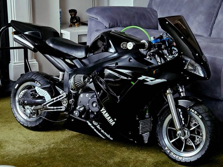  midi moto Yamaha YZF R1 replica black 4 stoke Super Pocket Motorbike 