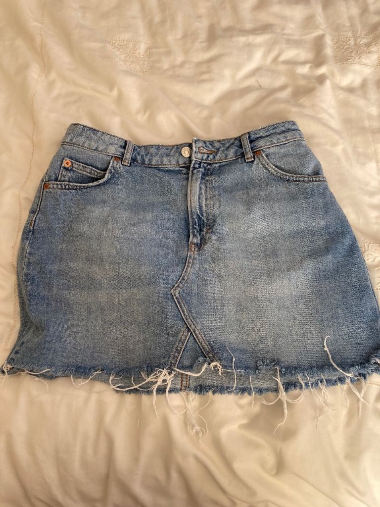 Top Shop Moto Denim Skirt Size 12